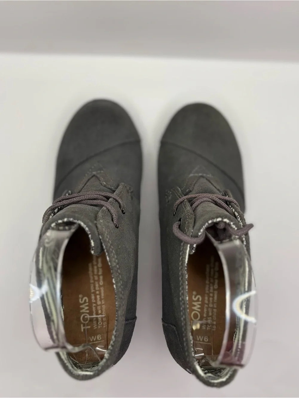 Toms Gray Suede Wedge Ankle Bootie